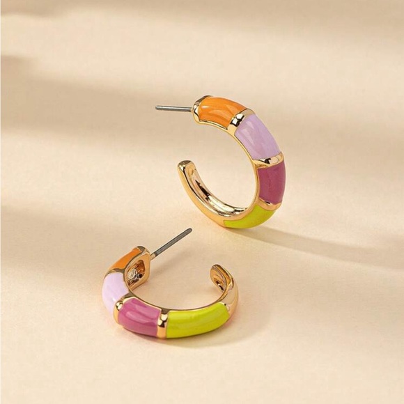 Colored Drip Glaze C-Shaped Earring multi color pastel earring
Elegant earrings - Picture 2 of 3